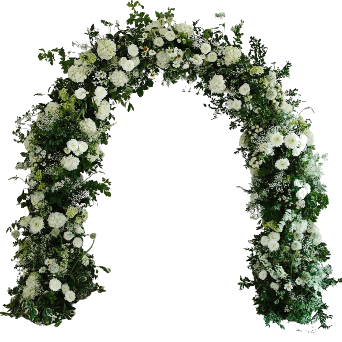 Classic white and green floral entrance arch