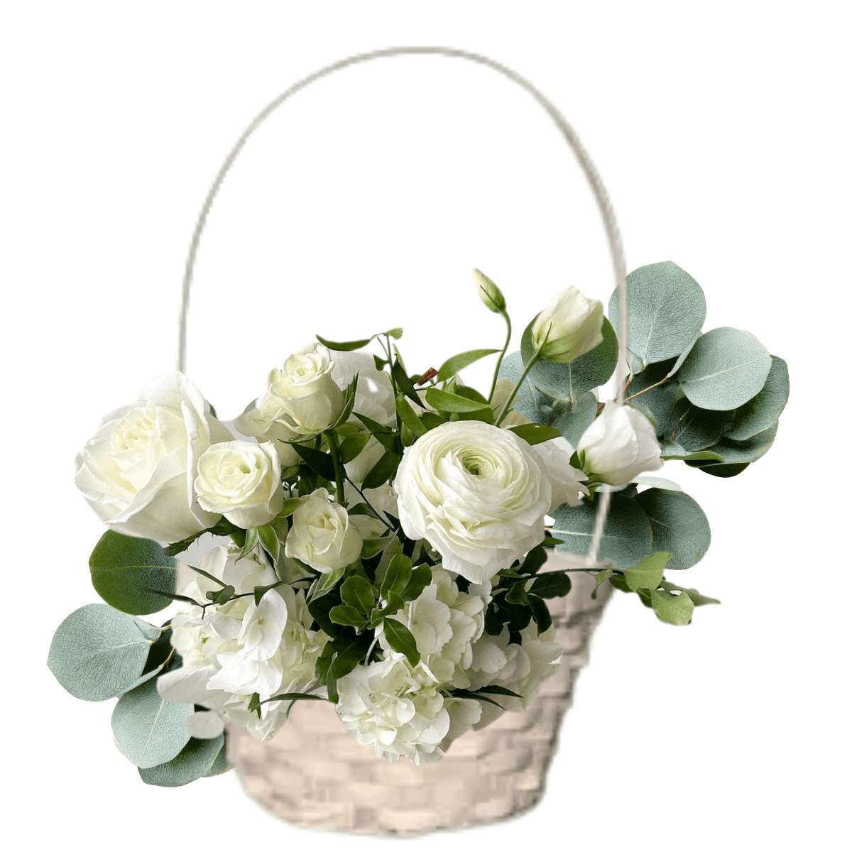 Simple white petal basket for flower girl